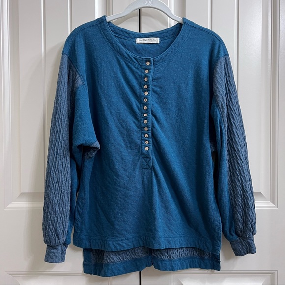 We The Free Oversized Henley in Turquoise, Size XS - Picture 3 of 7